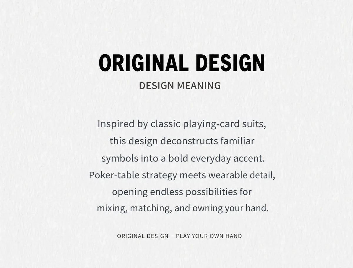 Playing card suit stud earrings original design meaning in English