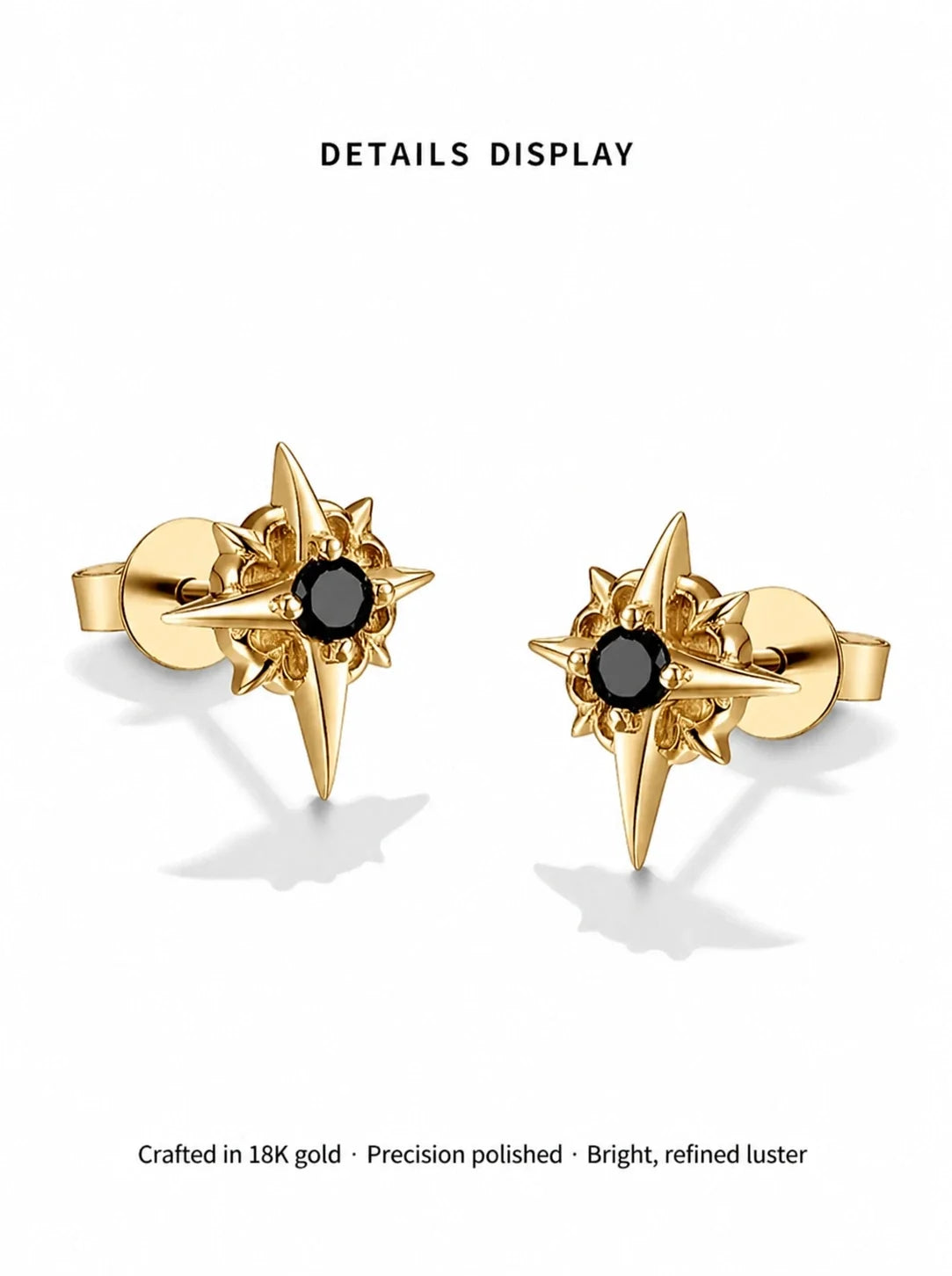Polaris stud earrings 18K gold details