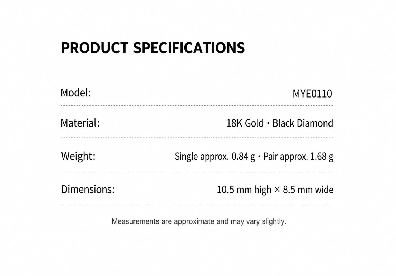 Polaris stud earrings product specifications