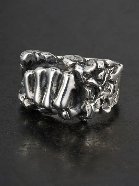 Power Fist 925 Sterling Silver Biker Ring product view 1