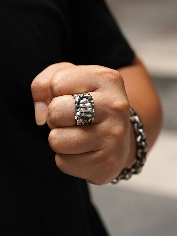 Power Fist 925 Sterling Silver Biker Ring product view 3