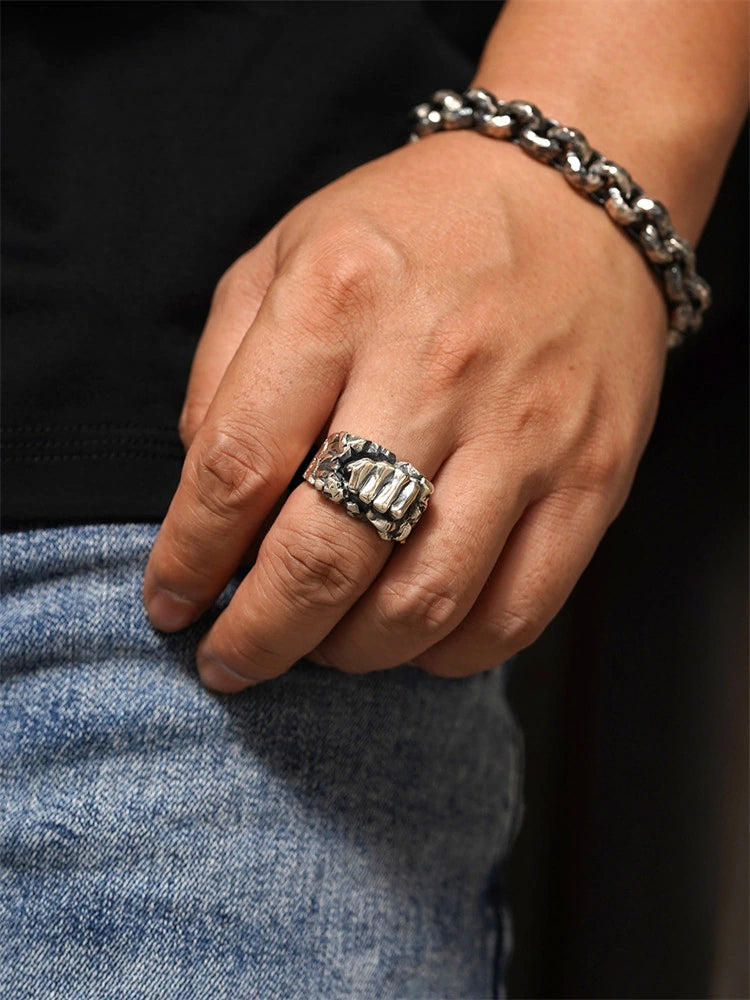 Power Fist 925 Sterling Silver Biker Ring product view 4