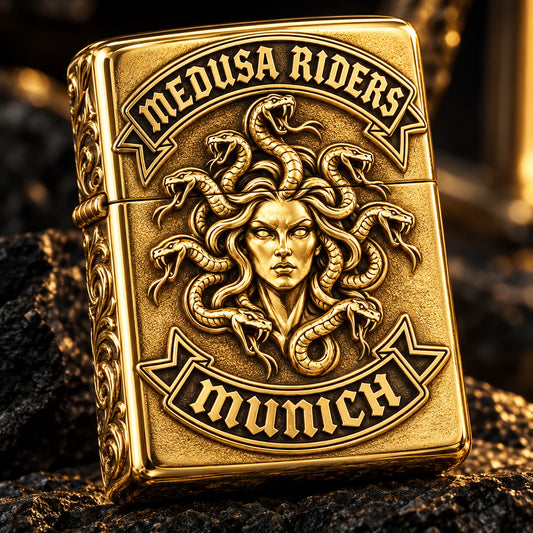 Solid 18K gold club lighter with an authorized founder emblem
