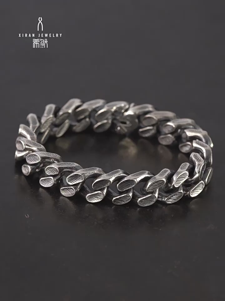 Industrial Hidden Clasp 925 Silver Cuban Link Bracelet product video