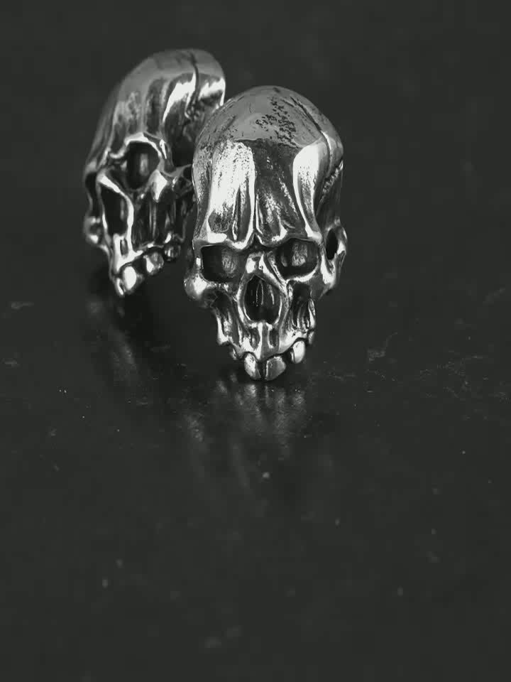Skull sterling silver biker stud earring video