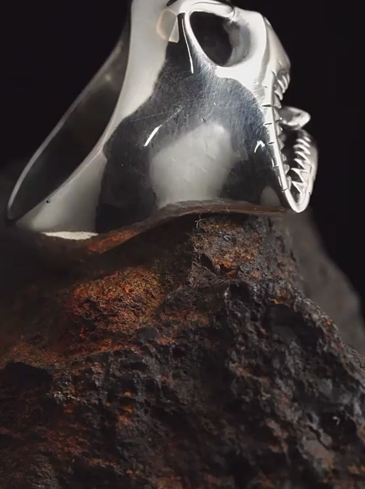 Horror Jaws 925 Sterling Silver Biker Ring product video
