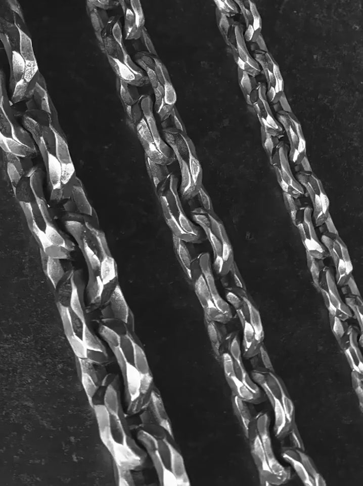 Hammered Link 925 Sterling Silver Biker Bracelet product video