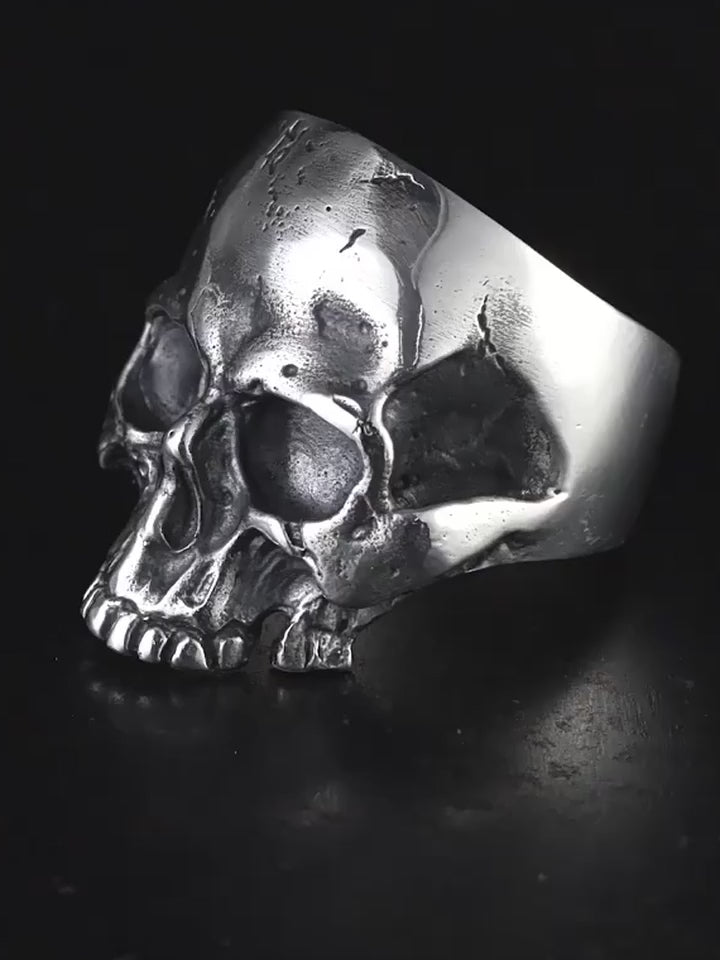 Full Face Skull 925 Sterling Silver Biker Ring product video