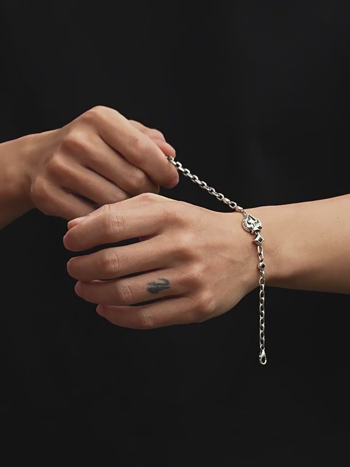 Spade Playing Card Sterling Silver Biker Bracelet – cleaned product video
