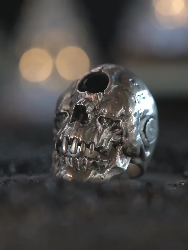 Cyclops Skull 925 Sterling Silver Biker Ring product video