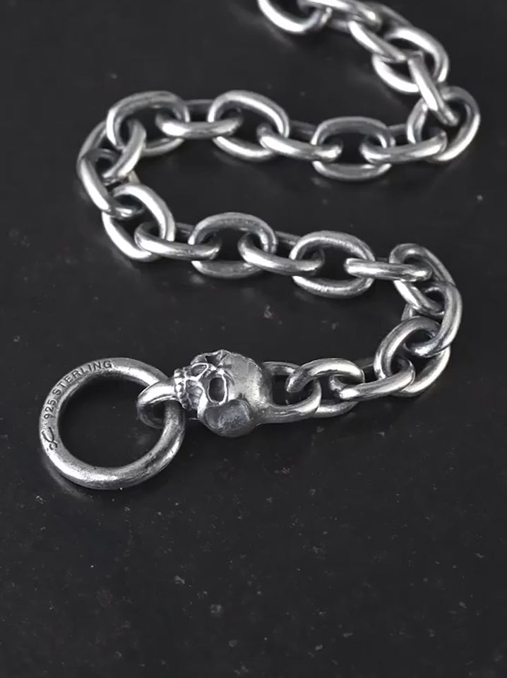 Skull Toggle 925 Sterling Silver Biker Bracelet seamless product video