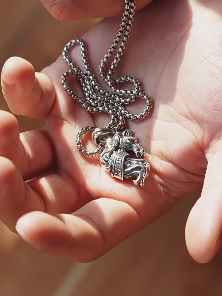 Horse Head Sterling Silver Biker Pendant — product video