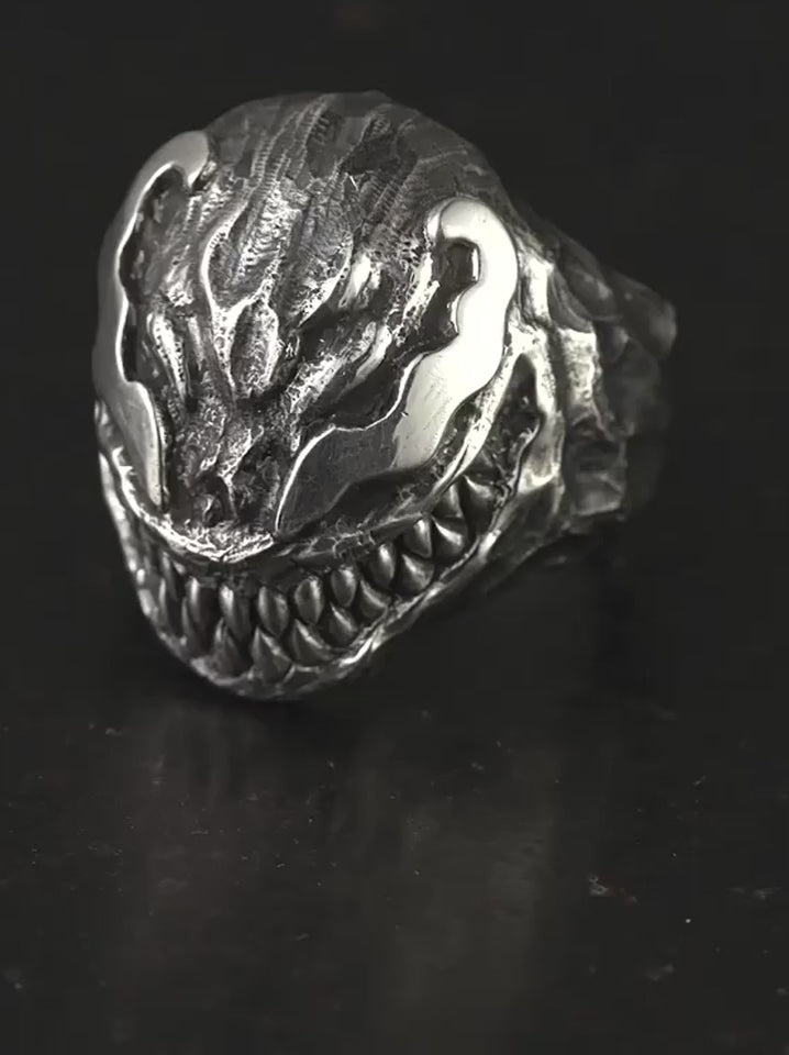 Fanged Monster 925 Sterling Silver Biker Ring product video