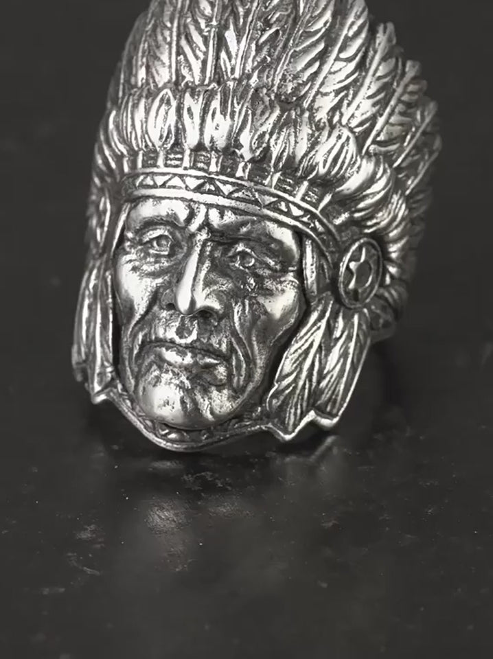 Tribal Chief 925 Sterling Silver Biker Ring product video