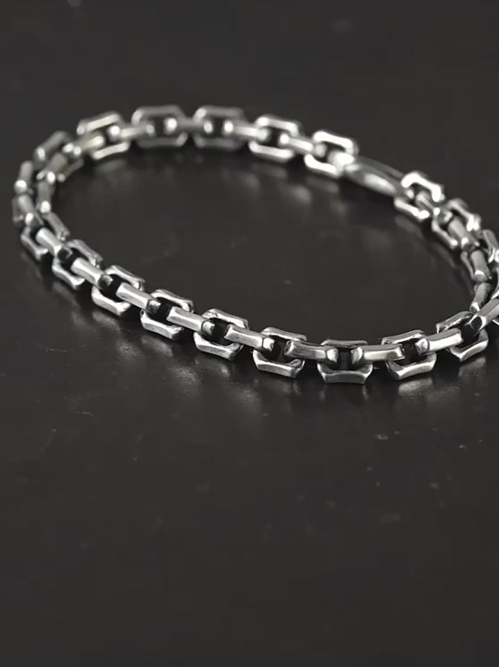 6.3mm Angular Link 925 Sterling Silver Bracelet product video