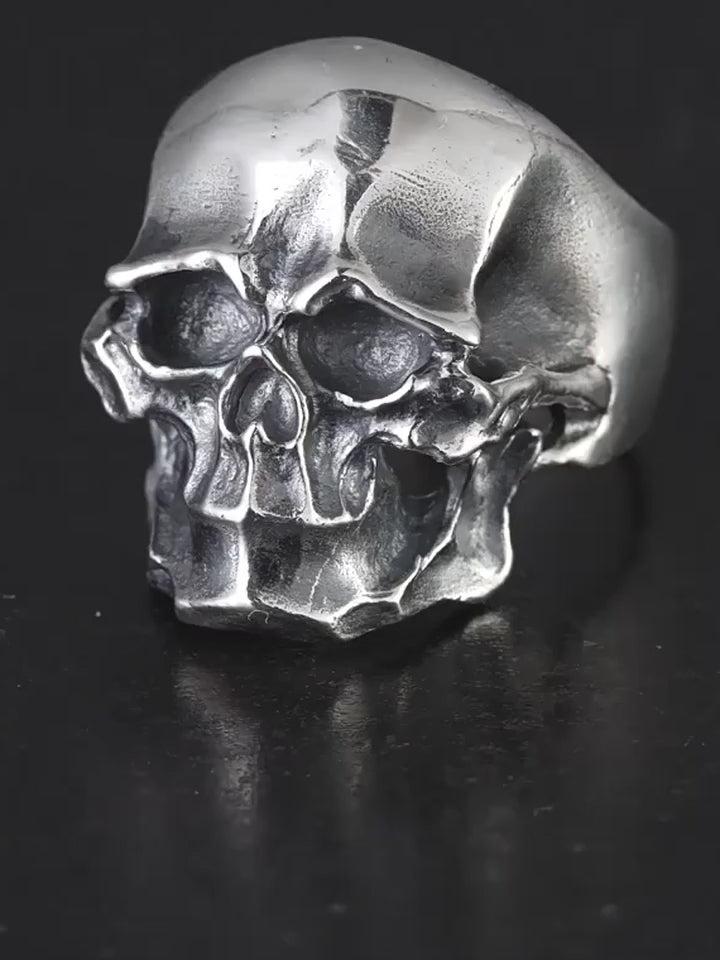 Distressed Skull 925 Sterling Silver Biker Ring product video