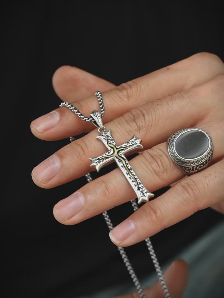 Tree of Life Cross Sterling Silver Biker Pendant — product video
