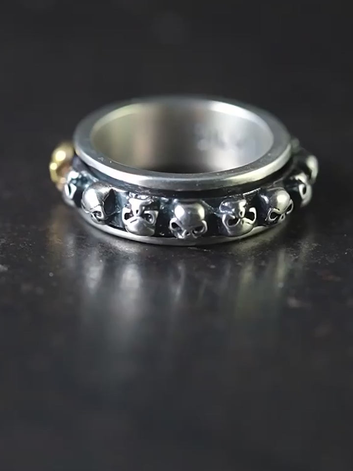 Spinning Skull 925 Sterling Silver Biker Band Ring product video