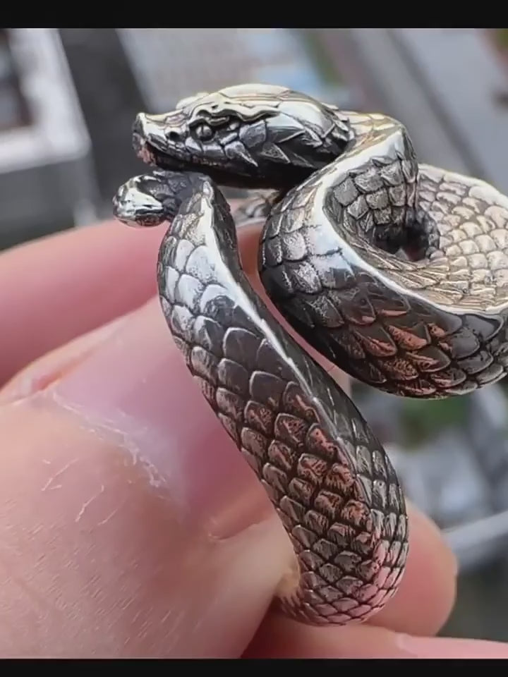 Coiled Viper 925 Sterling Silver Biker Ring — product video