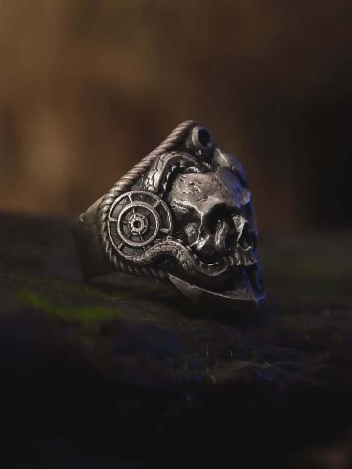 Kraken Skull 925 Sterling Silver Biker Ring product video