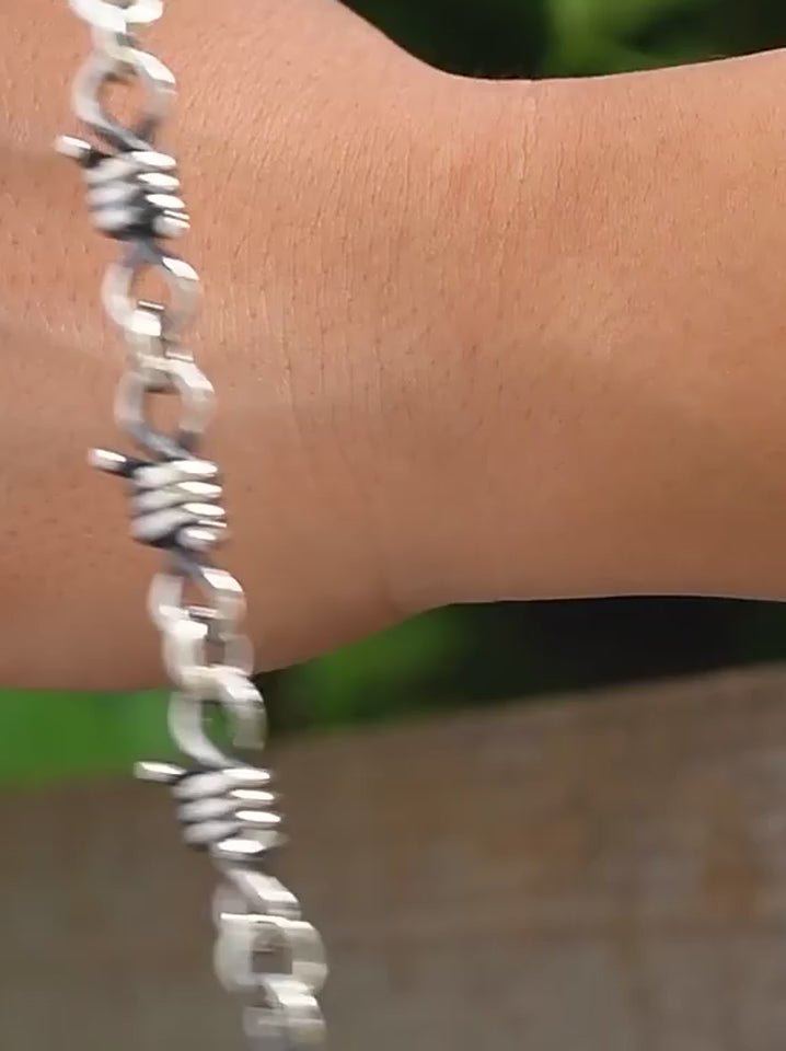 Gothic Thorn Wire 925 Sterling Silver Bracelet product video