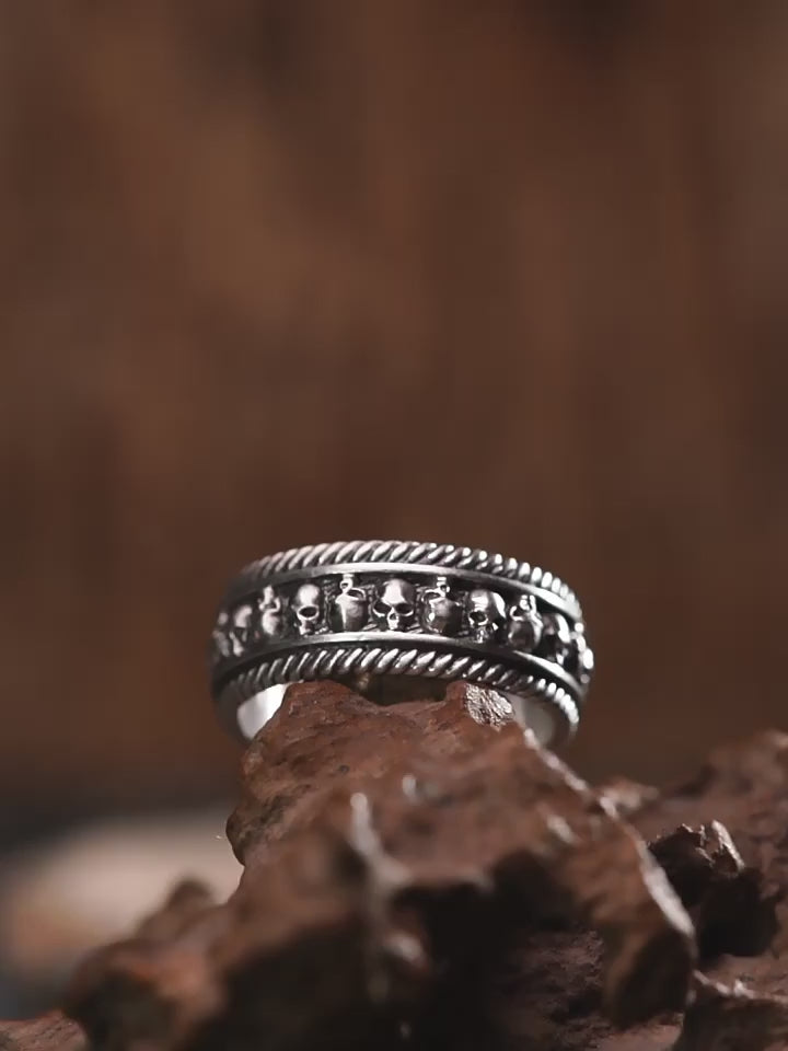 Skull Eternity 925 Sterling Silver Biker Band Ring product video