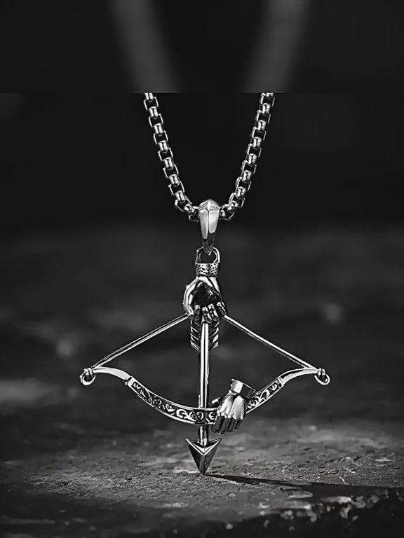 3D Bow and Arrow Sterling Silver Biker Pendant — product video