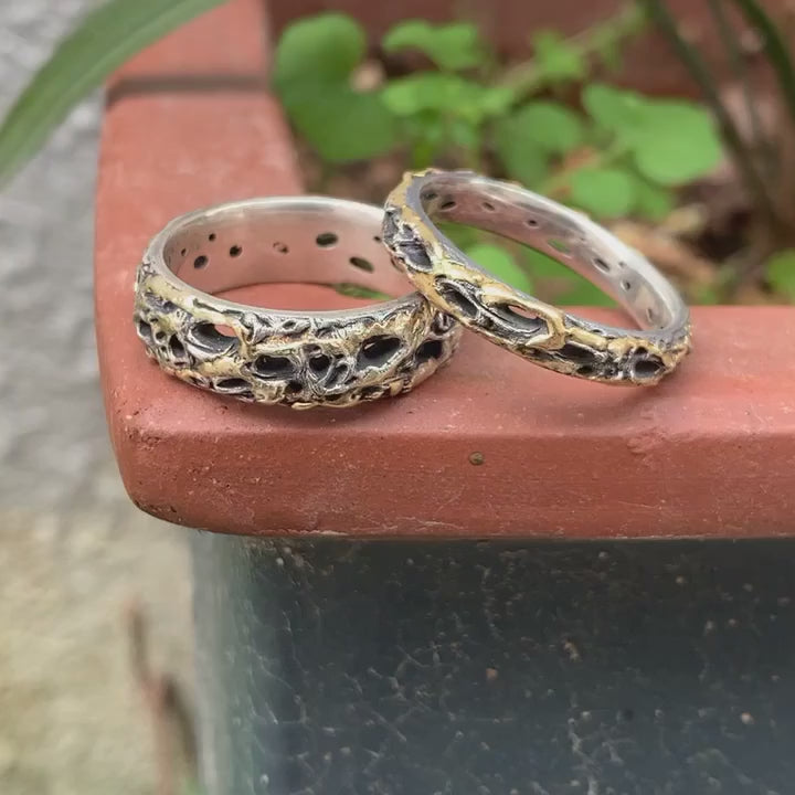 Lava Texture 925 Sterling Silver Biker Band Ring — product video