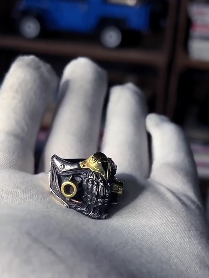 Wasteland Skull Mask 925 Sterling Silver Biker Ring — product video