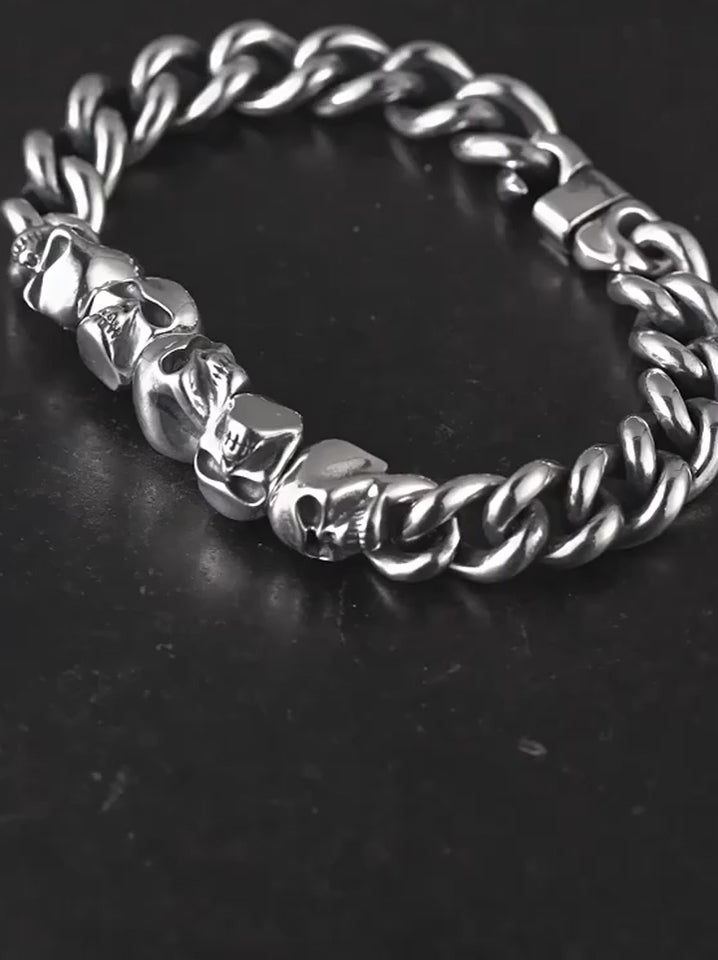 Twisted Skull Link 925 Sterling Silver Bracelet product video