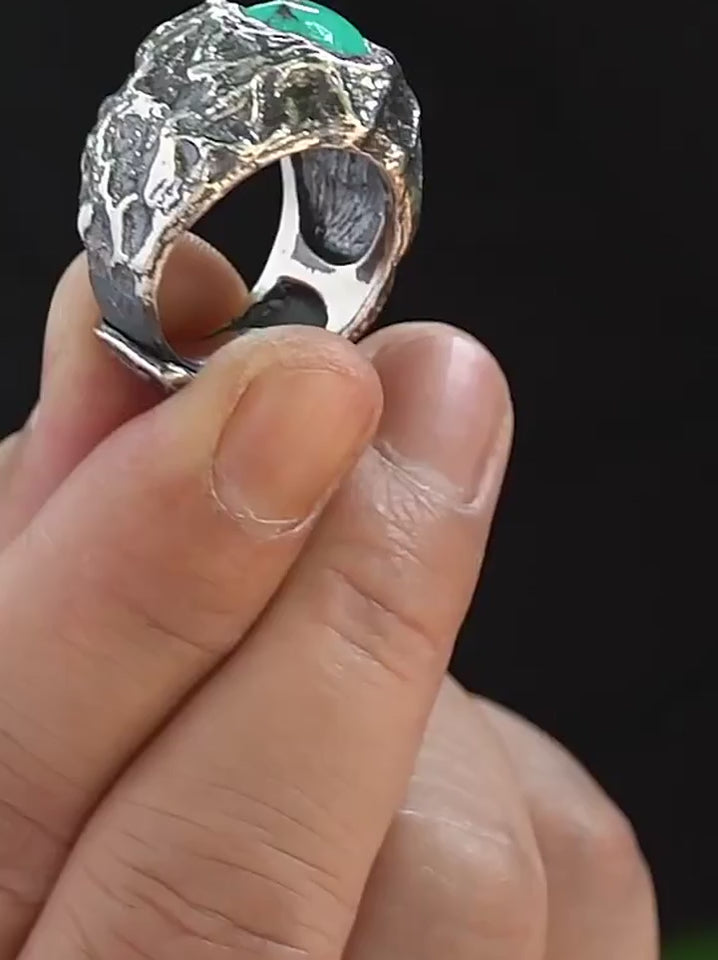 Natural Turquoise 925 Sterling Silver Biker Ring product video