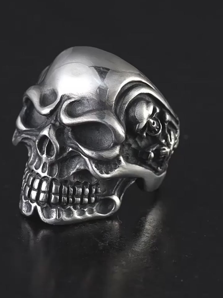 Hell Demon Skull 925 Sterling Silver Biker Ring product video