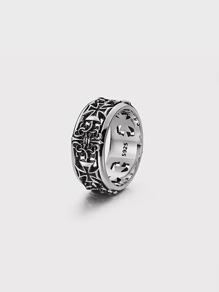 Vintage Cross Sterling Silver Biker Ring - product video