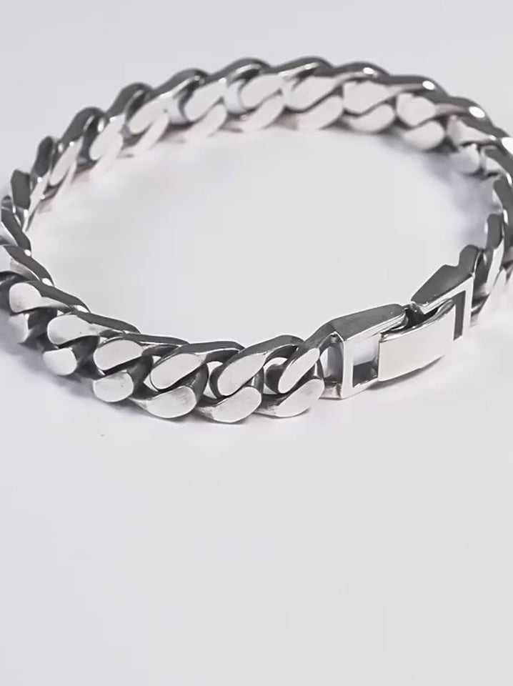 Flat Cuban Link 925 Sterling Silver Bracelet product video
