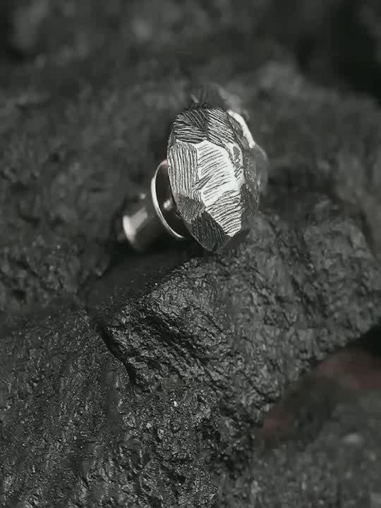Hand-engraved round sterling silver biker stud earring video