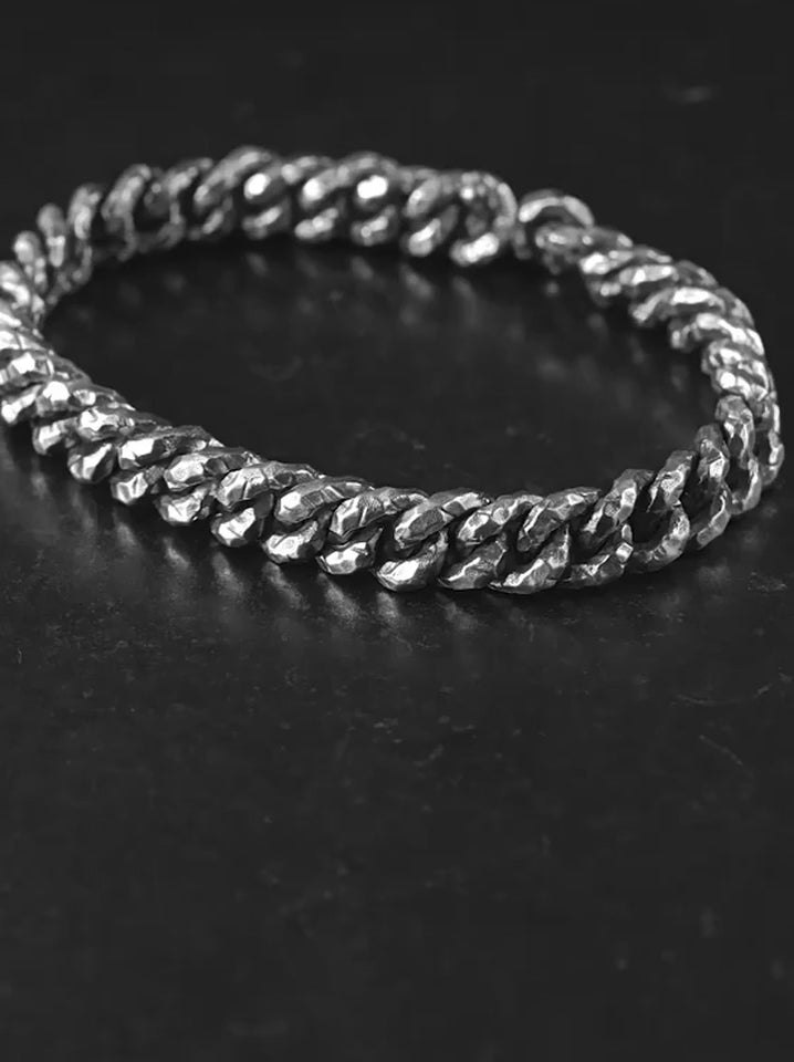 8.5mm Hammered Cuban Link 925 Silver Bracelet product video