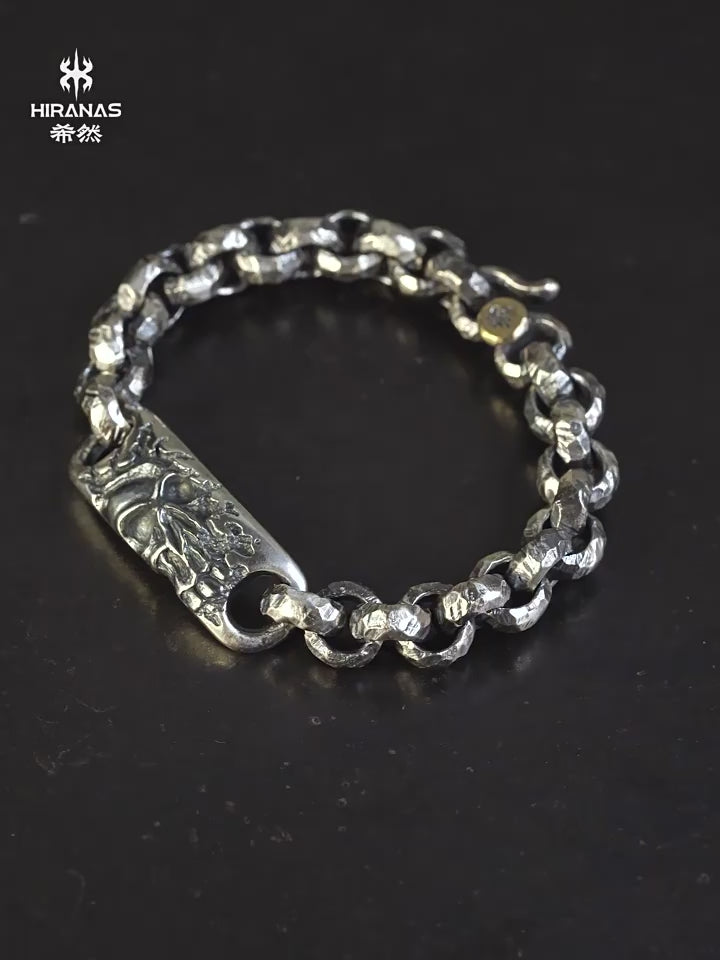 Breaking Wall Demon Skull 925 Silver Biker Bracelet product video