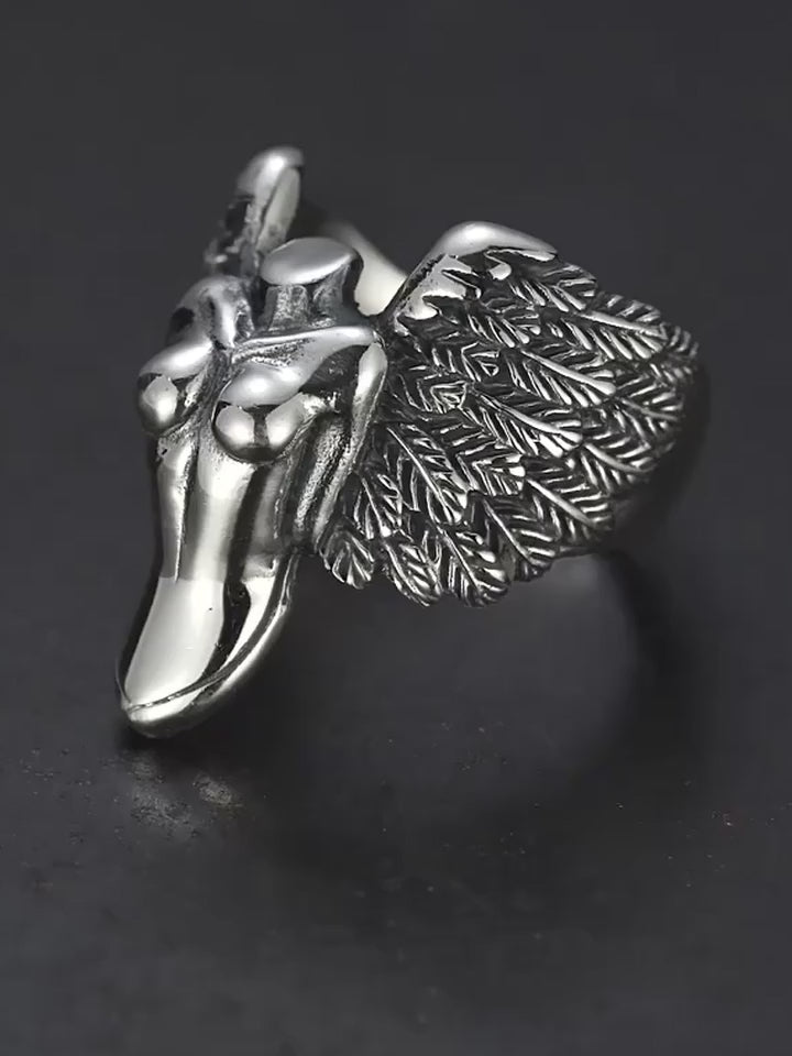 Winged Victory Angel 925 Sterling Silver Biker Ring product video