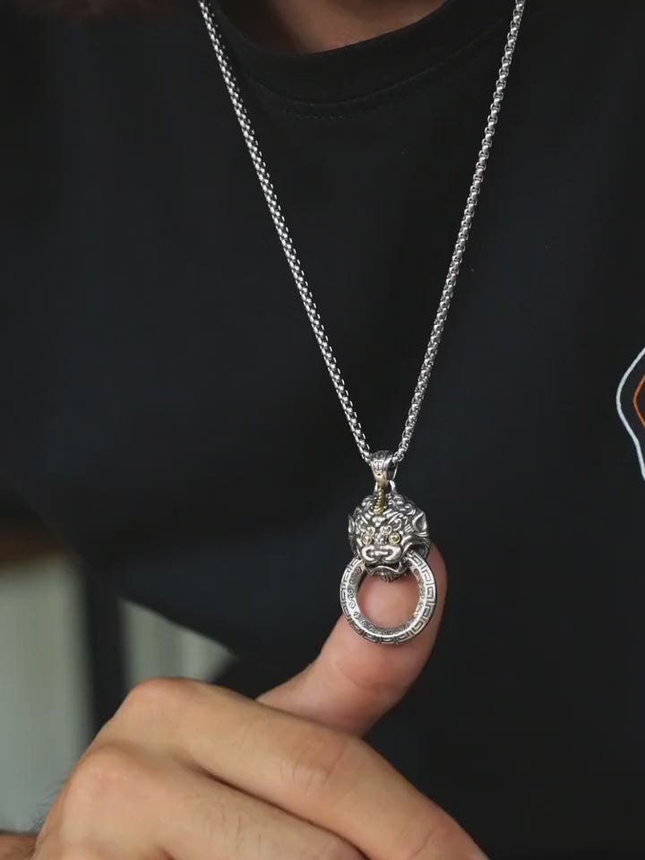 3D Pixiu Sterling Silver Biker Pendant — product video