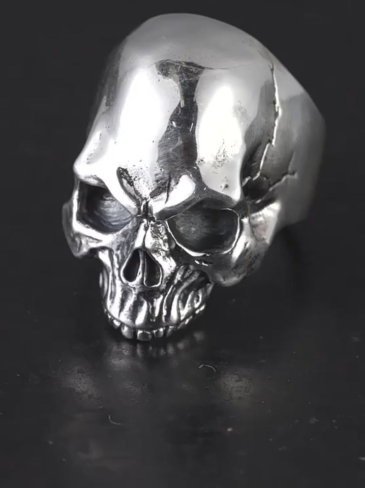 Smooth Skull 925 Sterling Silver Biker Ring product video