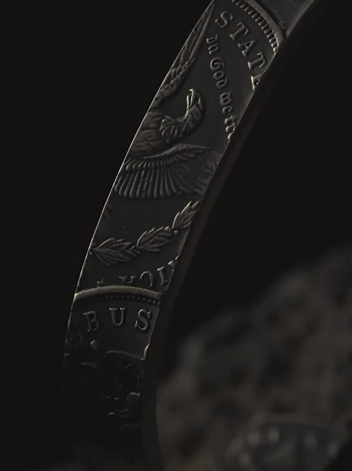 Morgan Coin 925 Sterling Silver Biker Cuff Bracelet seamless product video
