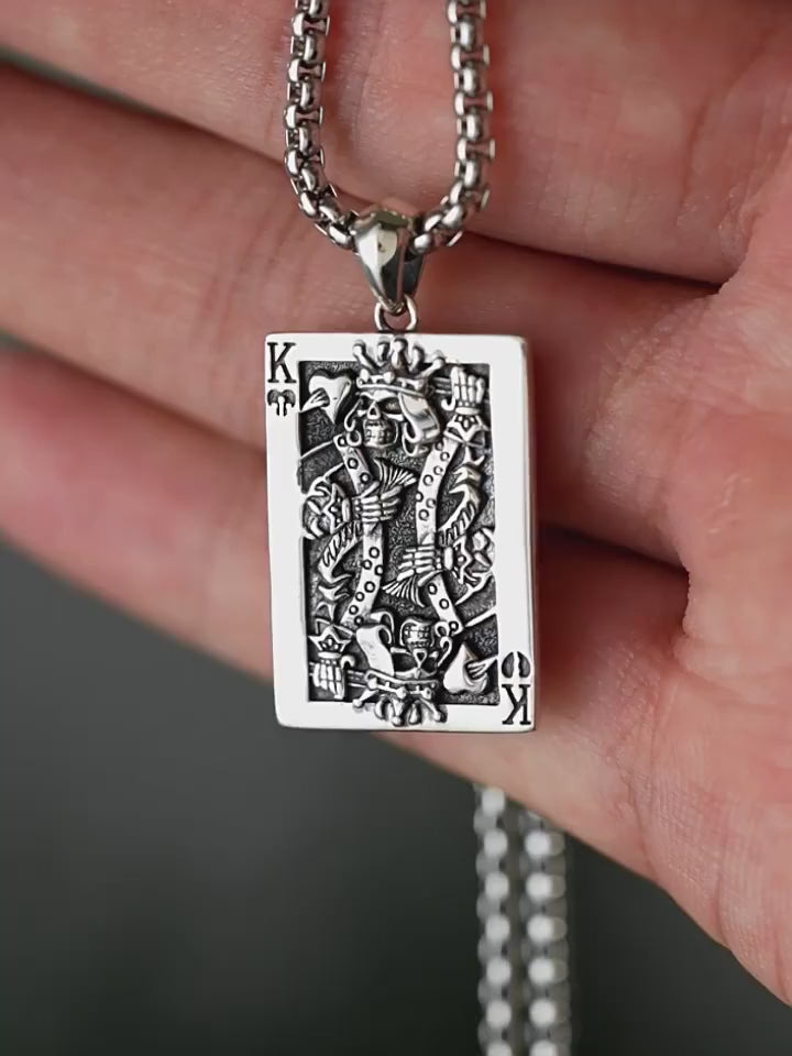 King of Spades Sterling Silver Biker Pendant — product video