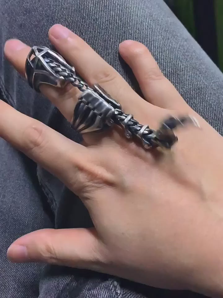 Articulated Scorpion 925 Sterling Silver Biker Ring — product video