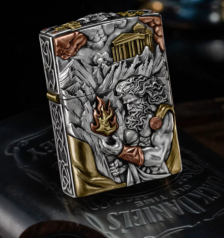 Prometheus Fire Bringer 3D Relief Biker Lighter – product-only front view