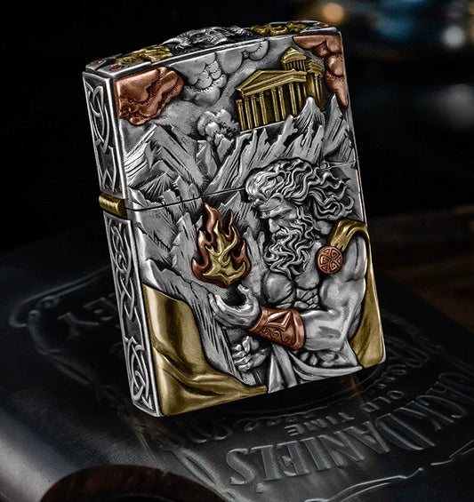 Prometheus Fire Bringer 3D Relief Biker Lighter – product-only front view