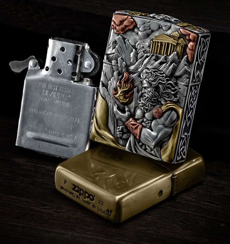 Prometheus Fire Bringer 3D Relief Biker Lighter – clean product detail view 3