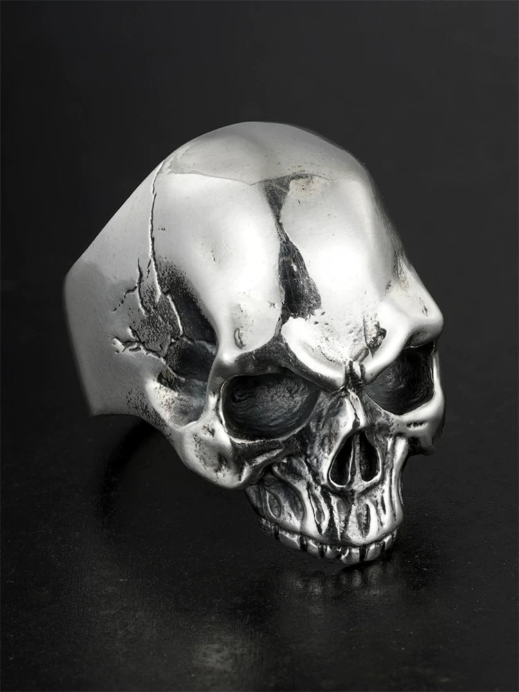 Punk Skull 925 Sterling Silver Biker Ring product view 2
