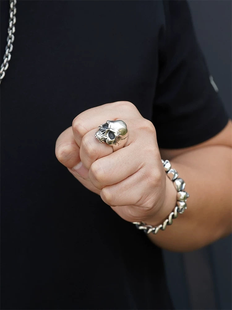 Punk Skull 925 Sterling Silver Biker Ring product view 5
