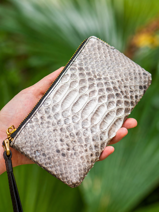 python skin leather biker clutch wallet 1