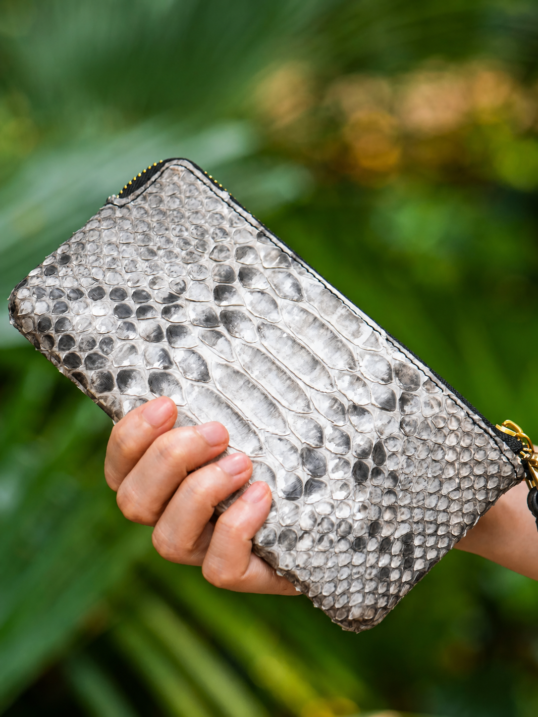python skin leather biker clutch wallet 3